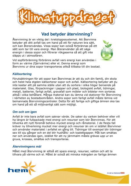 Vad betyder återvinning? - Klimatuppdraget