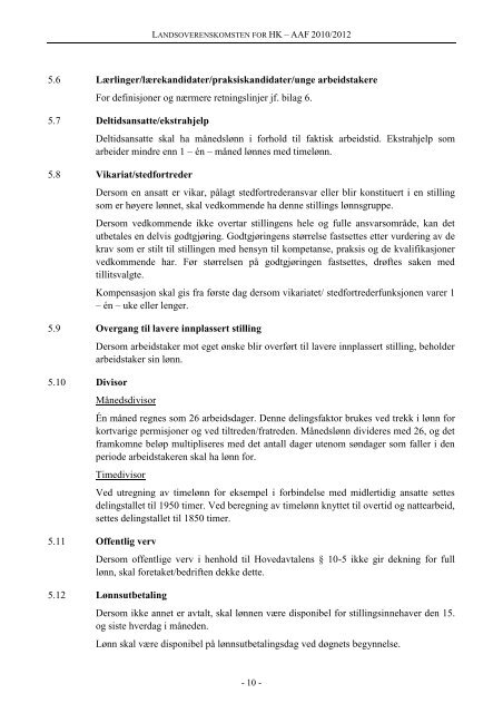 Landsoverenskomsten AAF-HK 2010-2012