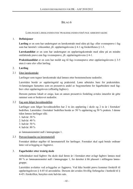 Landsoverenskomsten AAF-HK 2010-2012