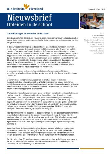 Ontwikkelingen bij Opleiden in de School - Windesheim Flevoland