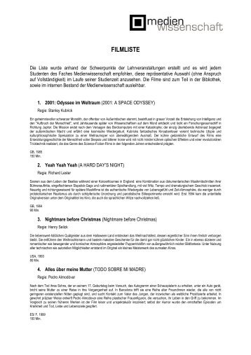 FILMLISTE - Medienwissenschaft Universität Bayreuth