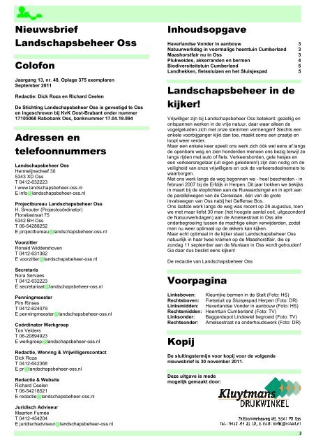 Nieuwsbrief September 2011 - Landschapsbeheer Oss