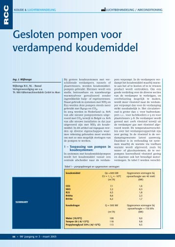 Gesloten pompen voor verdampend koudemiddel - Wijbenga