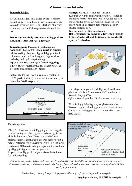 Läggningsanvisningar - Färg 1:an