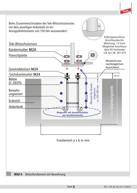 Montageanleitung Tele-Blitzschutzmast Stecksystem - DEHN (UK)