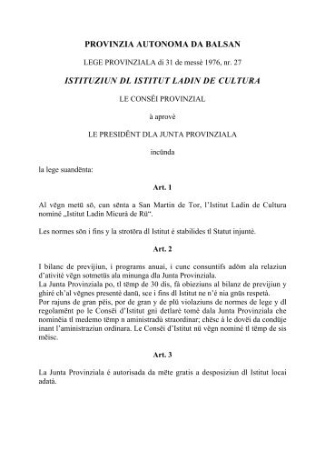 Lege Provinziala_31_7_76.pdf - Istitut Ladin Micurà de Rü