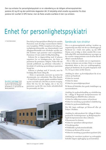 SI Magasinet nr 2-2010 - Sykehuset Innlandet HF