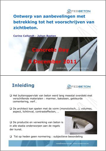 Aanbevelingen om zichtbeton voor te schrijven - Betonica