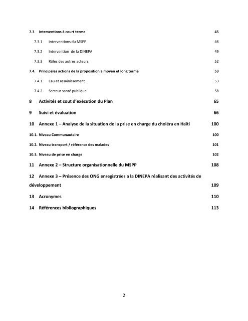 Plan d'élimination du Choléra en Haïti 2013-2022 - MSPP