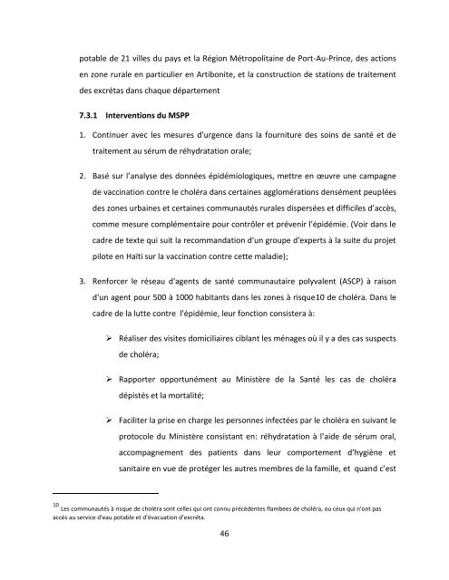 Plan d'élimination du Choléra en Haïti 2013-2022 - MSPP