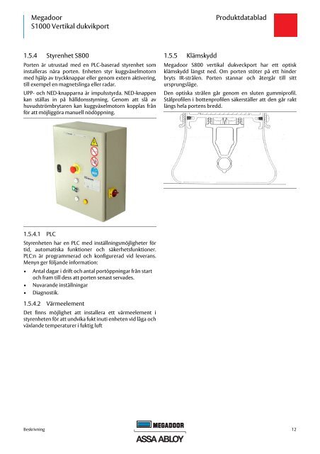 Megadoor S1000 Vertikal dukvikport Produktdatablad - Crawford Door