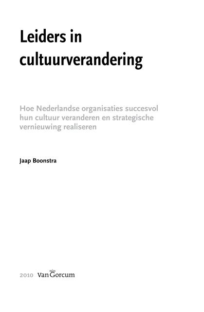 Conclusies Succesvolle cultuurverandering - Jaap Boonstra