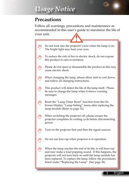 Taxan U6-112 DLP User Guide Manual Download - Projector