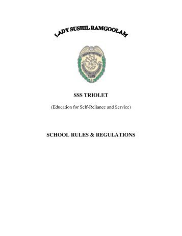 SSS TRIOLET SCHOOL RULES & REGULATIONS