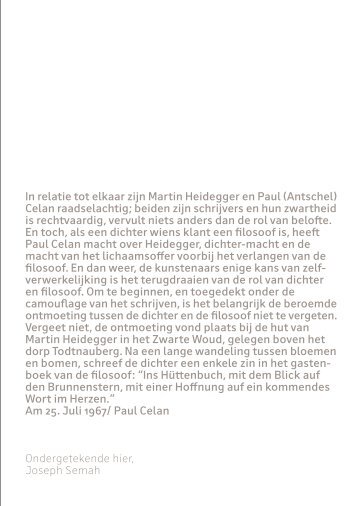 In relatie tot elkaar zijn Martin Heidegger en Paul ... - Joseph Semah