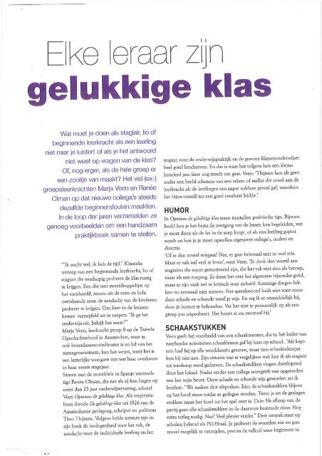 Artikel Opnieuw de gelukkige klas - Tweede Openluchtschool