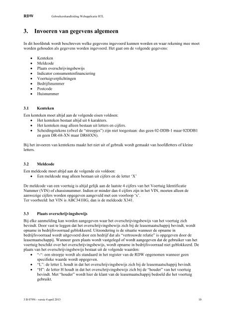 3 B 0799i Gebruikershandleiding webapplicatie RTL pdf, 474kb - Rdw