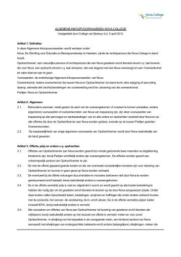 Voorwaarden - ROC Nova College