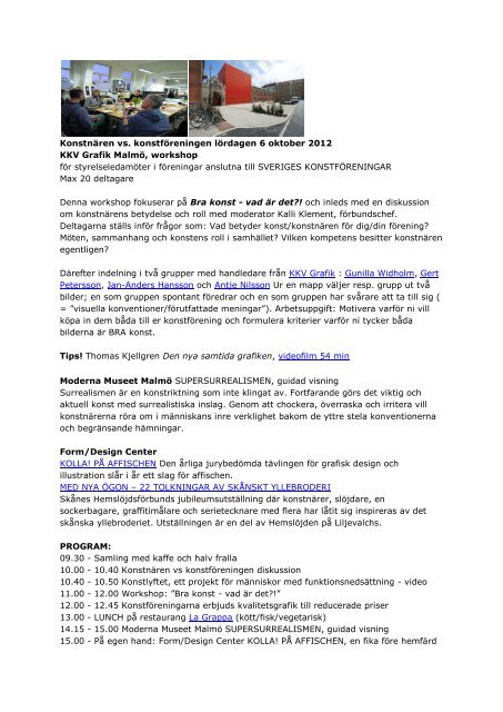 Program medlemsträffar 2012 - Sveriges Konstföreningar