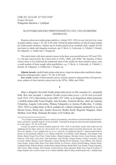 329 UDK 821.163.6.09–32”1922/1924” Gregor Kocijan Pedagoška ...