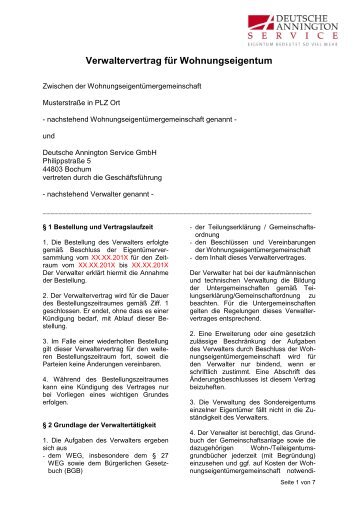 Verwaltervertrag für Wohnungseigentum - Deutsche Annington ...