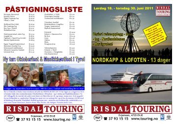 PÅSTIGNINGSLISTE - Risdal Touring