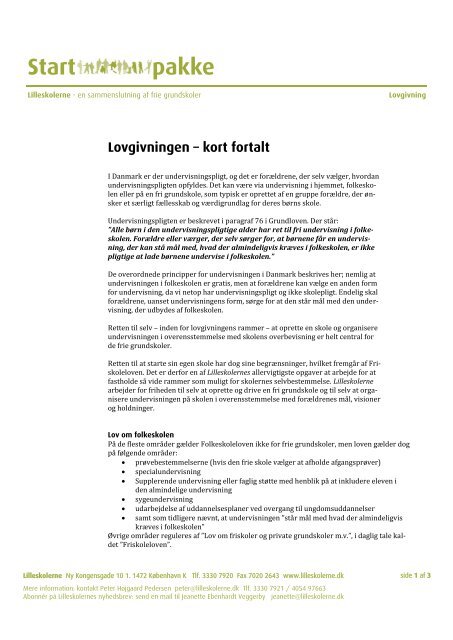 Lovgivningen - Lilleskolerne