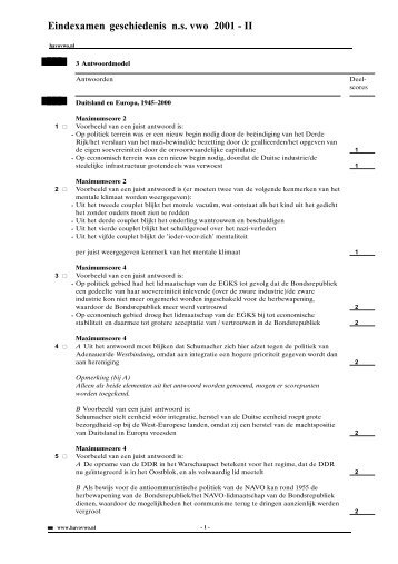 Eindexamen geschiedenis n.s. vwo 2001 - II - VWO-Examens