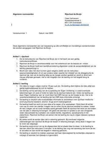 Algemene voorwaarden Rijschool de Bruijn Cees Verhoeven ...