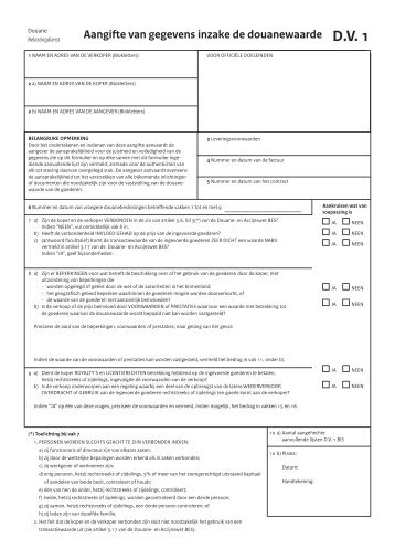 Formulier gegevens douanewaarde