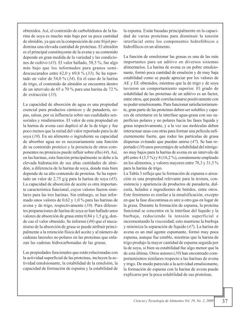 propiedades funcionales de la harina de avena - evistas.mes.edu.cu