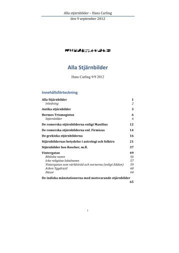 Här ligger en samlad förteckning över alla stjärnbilder (pdf).