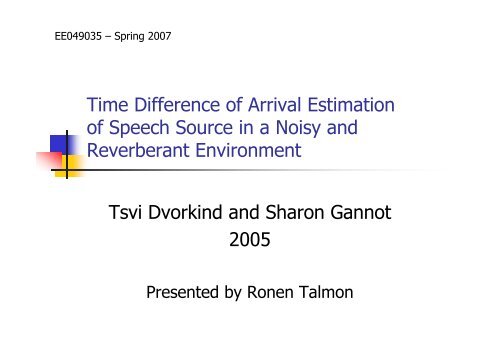 Time Difference of Arrival Estimation of Speech Source in a Noisy ...