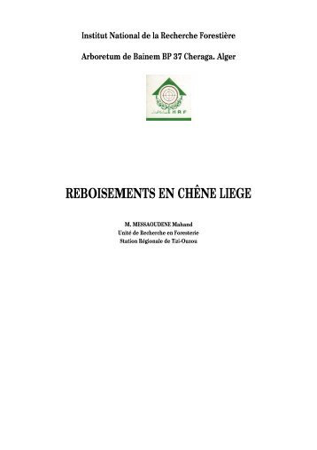 reboisements en chêne liege - Institut National de la Recherche ...
