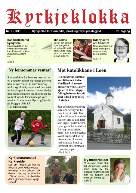 Kyrkjeklokka nr. 2/2011 - kyrkjeklokka.no