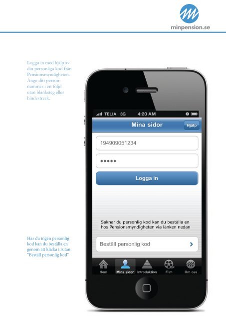 Manual för applikationen minpension