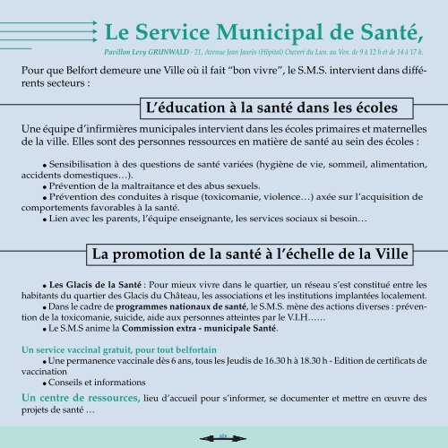 Le Service Municipal de Santé - Belfort