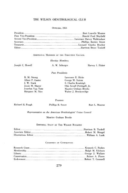 THE WILSON ORNITHOLOGICAL CLUB ROLL - University Libraries