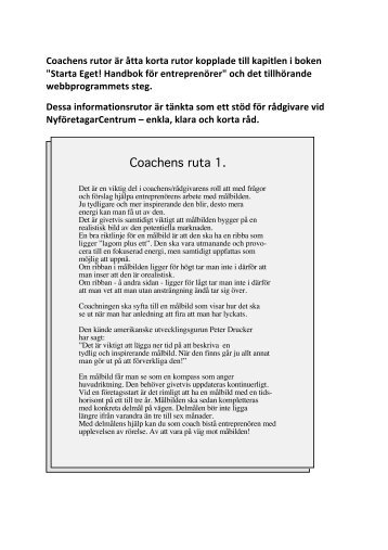 Coachens ruta 1. - NyföretagarCentrum