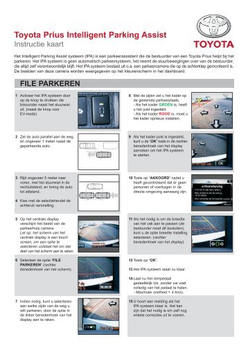 Instructiekaart t.b.v. de gebruiker van het Intelligent Park Assist ...