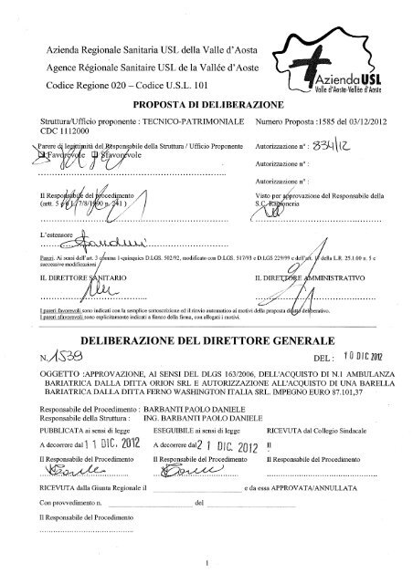 Codice USL 101 Azienda Ùsl - Azienda USL Valle d'Aosta