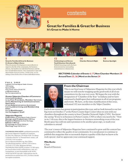 Fall 2005 - The Greater Valparaiso Chamber of Commerce