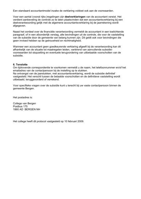 Controleprotocol hoort bij subsidieverordening - Bestuurlijke ...