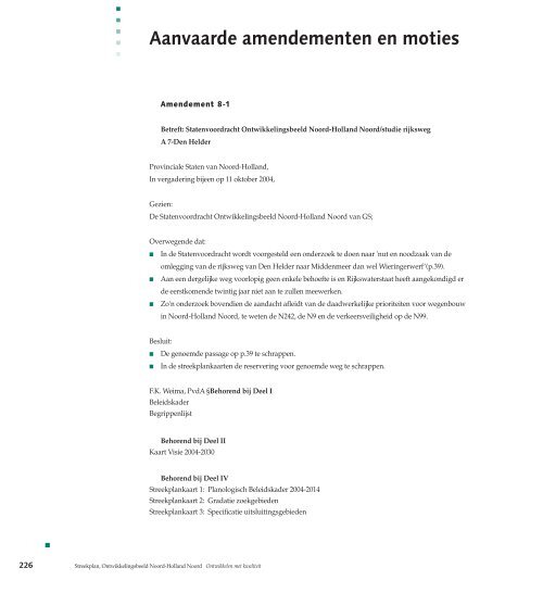 Aanvaarde amendementen en moties - Provincie Noord-Holland