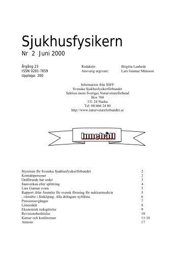 Nummer 2, 2000 - Svenska SjukhusFysikerFörbundet