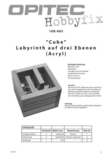"Cube" Labyrinth auf drei Ebenen (Acryl) - Opitec.com