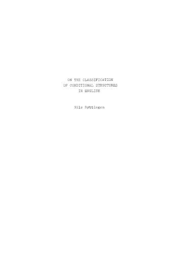 ON THE CLASSIFICATION OF CONDITIONAL ... - TEORA