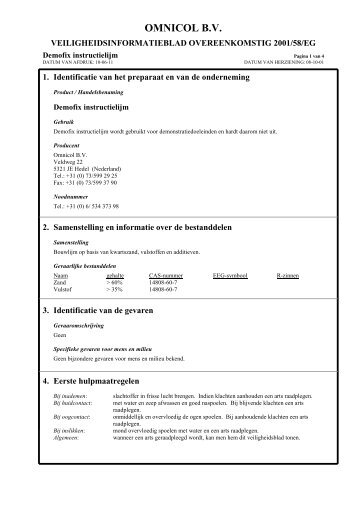 Infoblad Demofix instructielijm - Calduran Kalkzandsteen BV