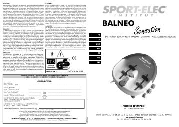 BALNÉO SENSATION [3800ACCESS] User ... - Sport-elec.com