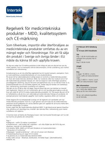 Regelverk för medicintekniska produkter - MDD ... - Intertek